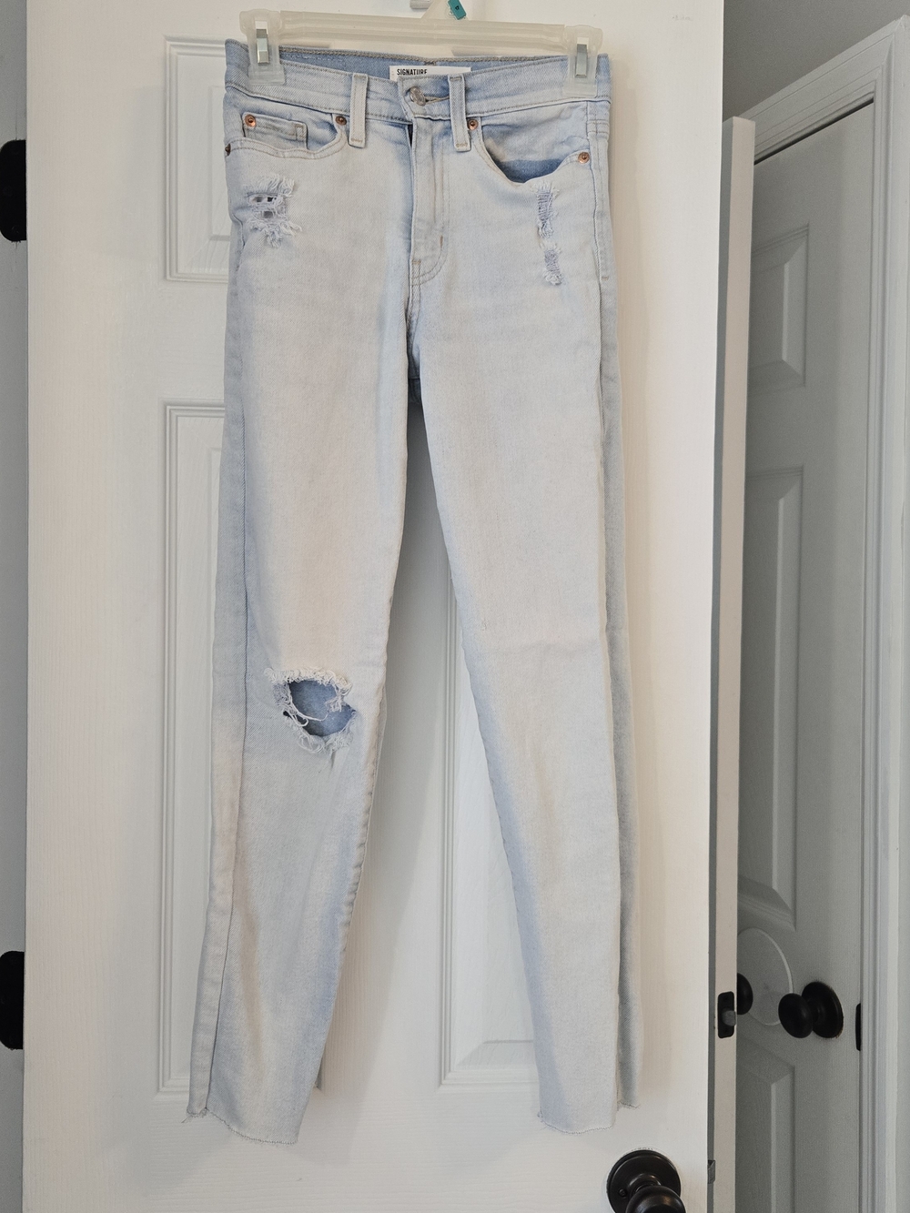 Levi Strauss Light Wash Distressed Mom Jeans - Straight Leg